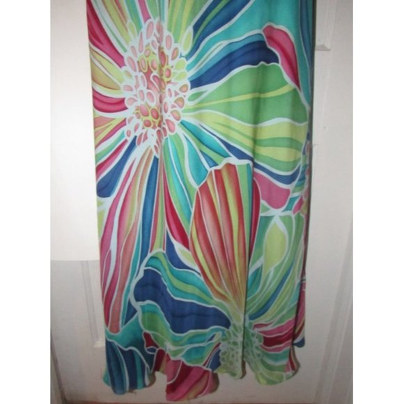 David Meister Multi Colored Print Silk With A Ruched Strapless Top Maxi Dress - Picture 6 of 12
